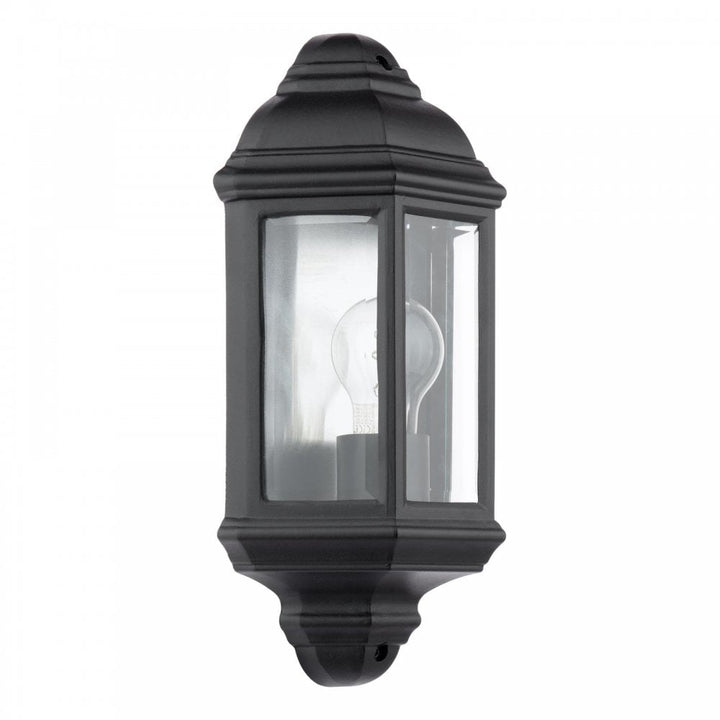 Dar Wisebuys NEL2122 Nelson Outdoor Wall Light Matt Black and Glass IP44