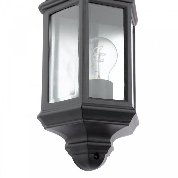 Dar Wisebuys NEL2122 Nelson Outdoor Wall Light Matt Black and Glass IP44
