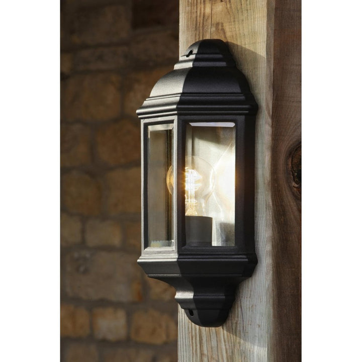 Dar Wisebuys NEL2122 Nelson Outdoor Wall Light Matt Black and Glass IP44