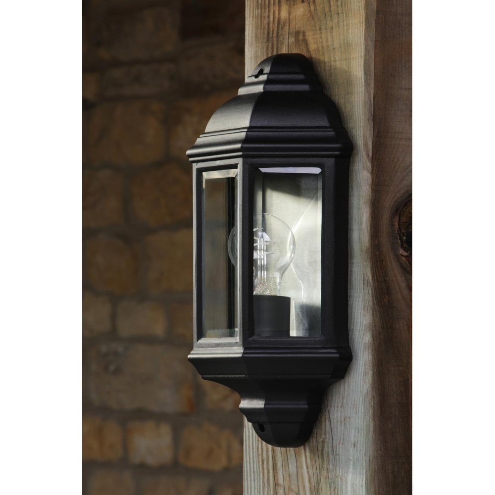 Dar Wisebuys NEL2122 Nelson Outdoor Wall Light Matt Black and Glass IP44