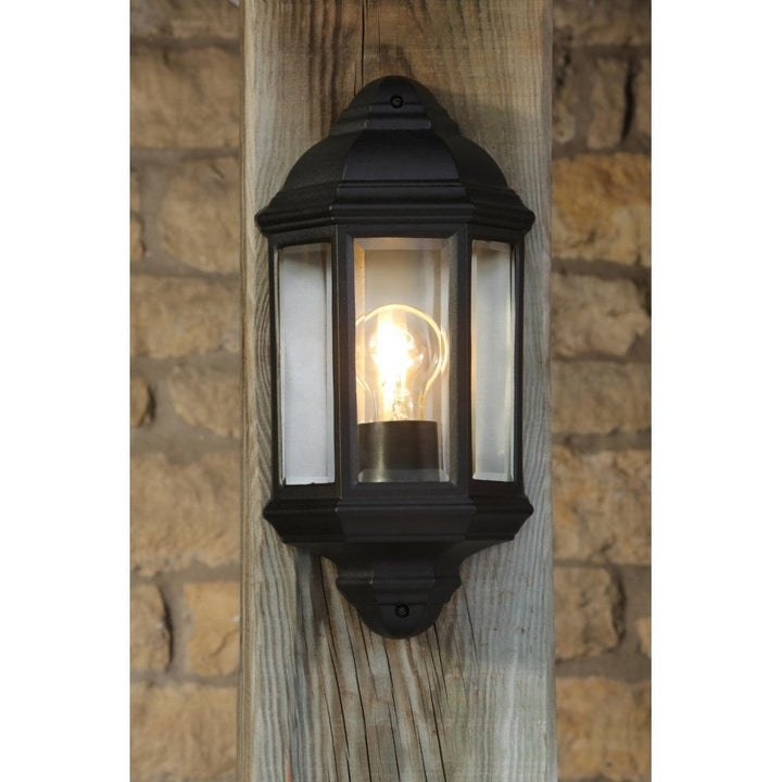 Dar Wisebuys NEL2122 Nelson Outdoor Wall Light Matt Black and Glass IP44