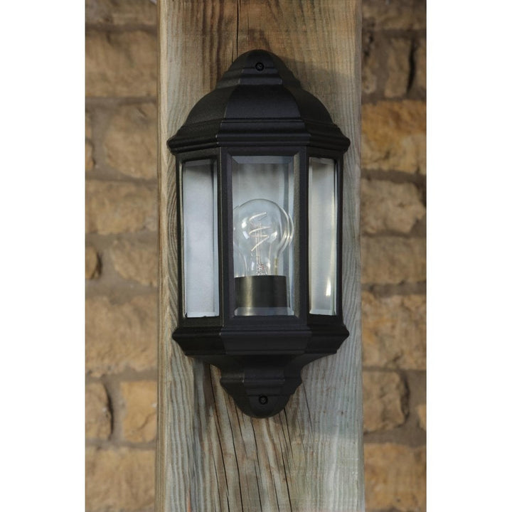 Dar Wisebuys NEL2122 Nelson Outdoor Wall Light Matt Black and Glass IP44
