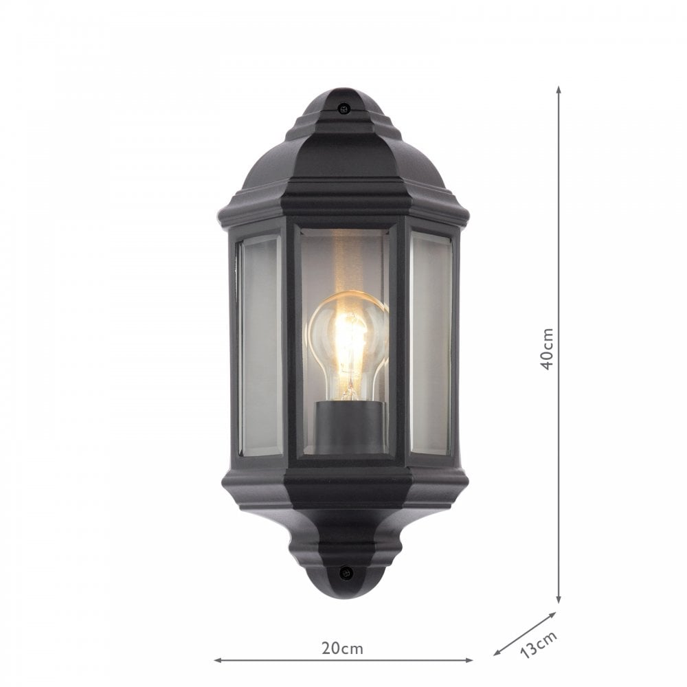 Dar Wisebuys NEL2122 Nelson Outdoor Wall Light Matt Black and Glass IP44