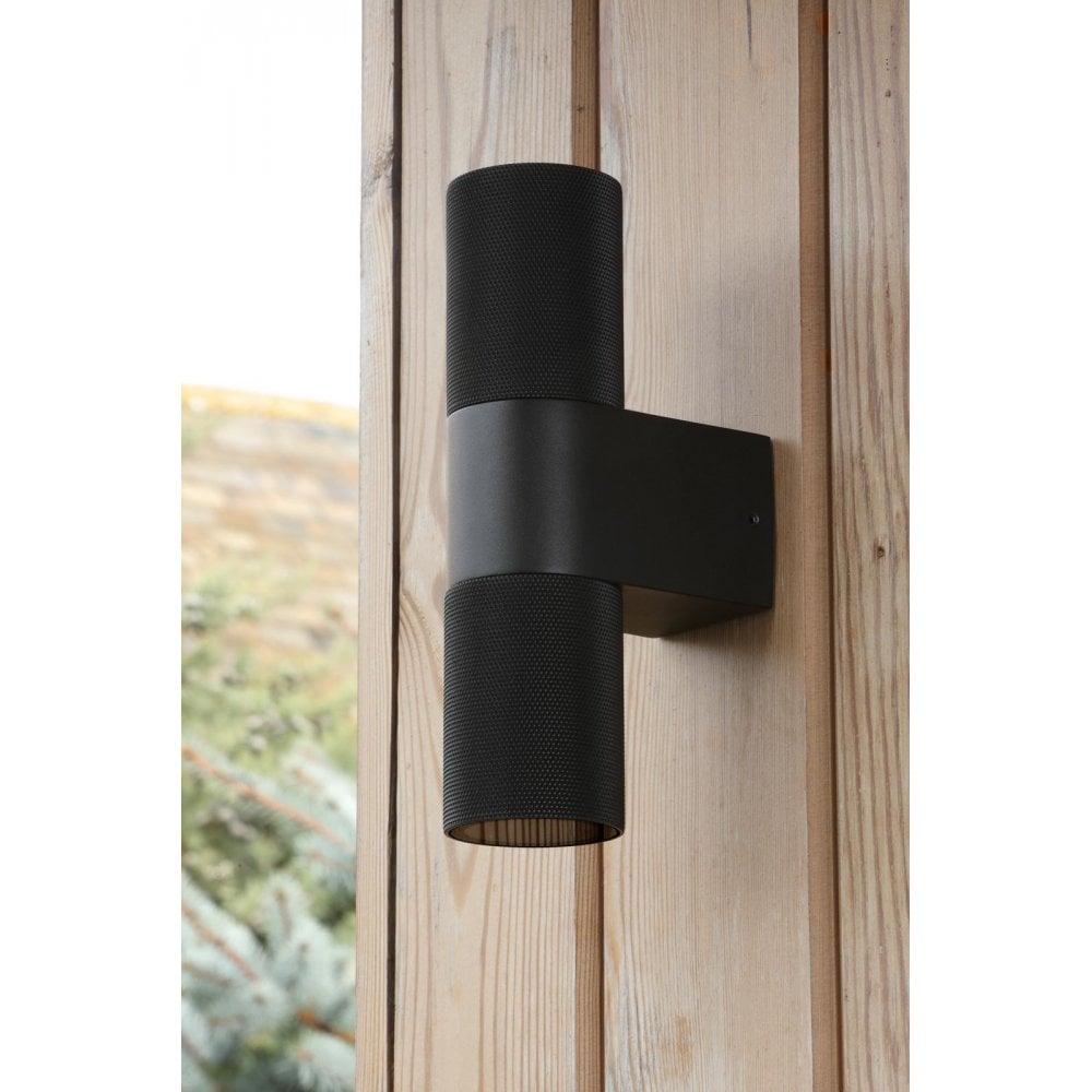 Dar Wisebuys OBI3222 Obi 2 Light Outdoor Wall Light Matt Black IP54
