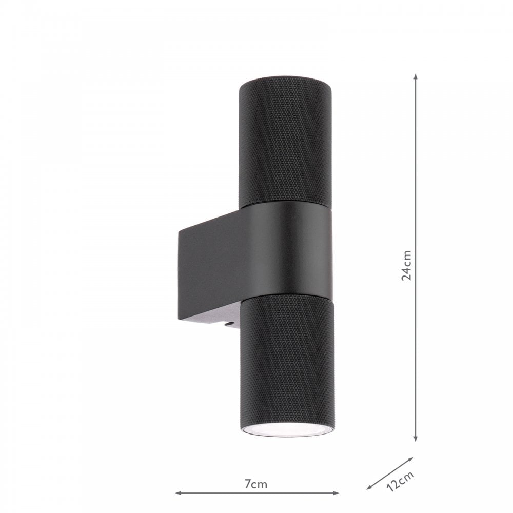 Dar Wisebuys OBI3222 Obi 2 Light Outdoor Wall Light Matt Black IP54