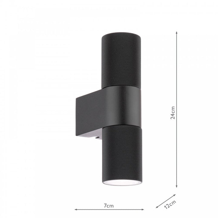 Dar Wisebuys OBI3222 Obi 2 Light Outdoor Wall Light Matt Black IP54