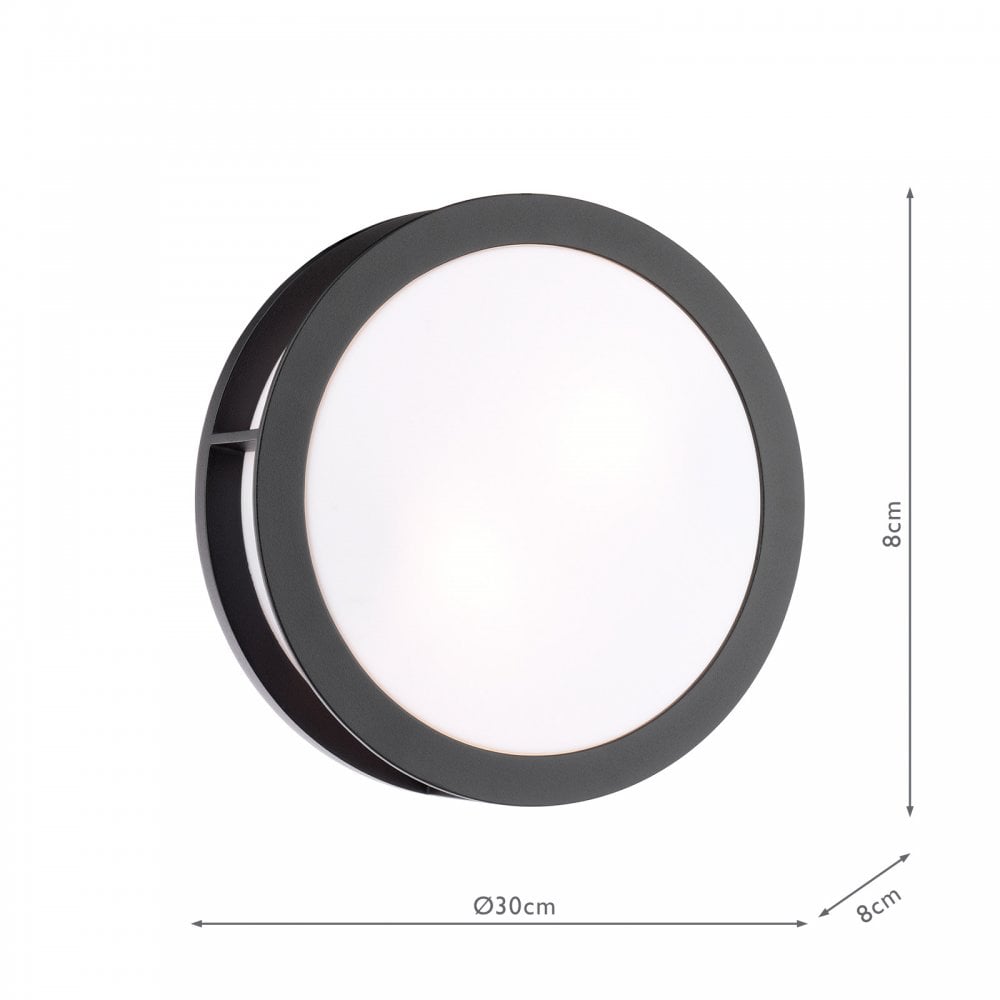 Dar Wisebuys RAT5022 Ratana Outdoor Wall Light Matt Black and Opal IP44