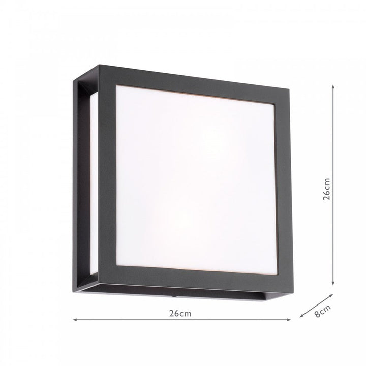 Dar Wisebuys VAY5022 Vayu 2 Light Outdoor Wall Light Matt Black and Opal IP44