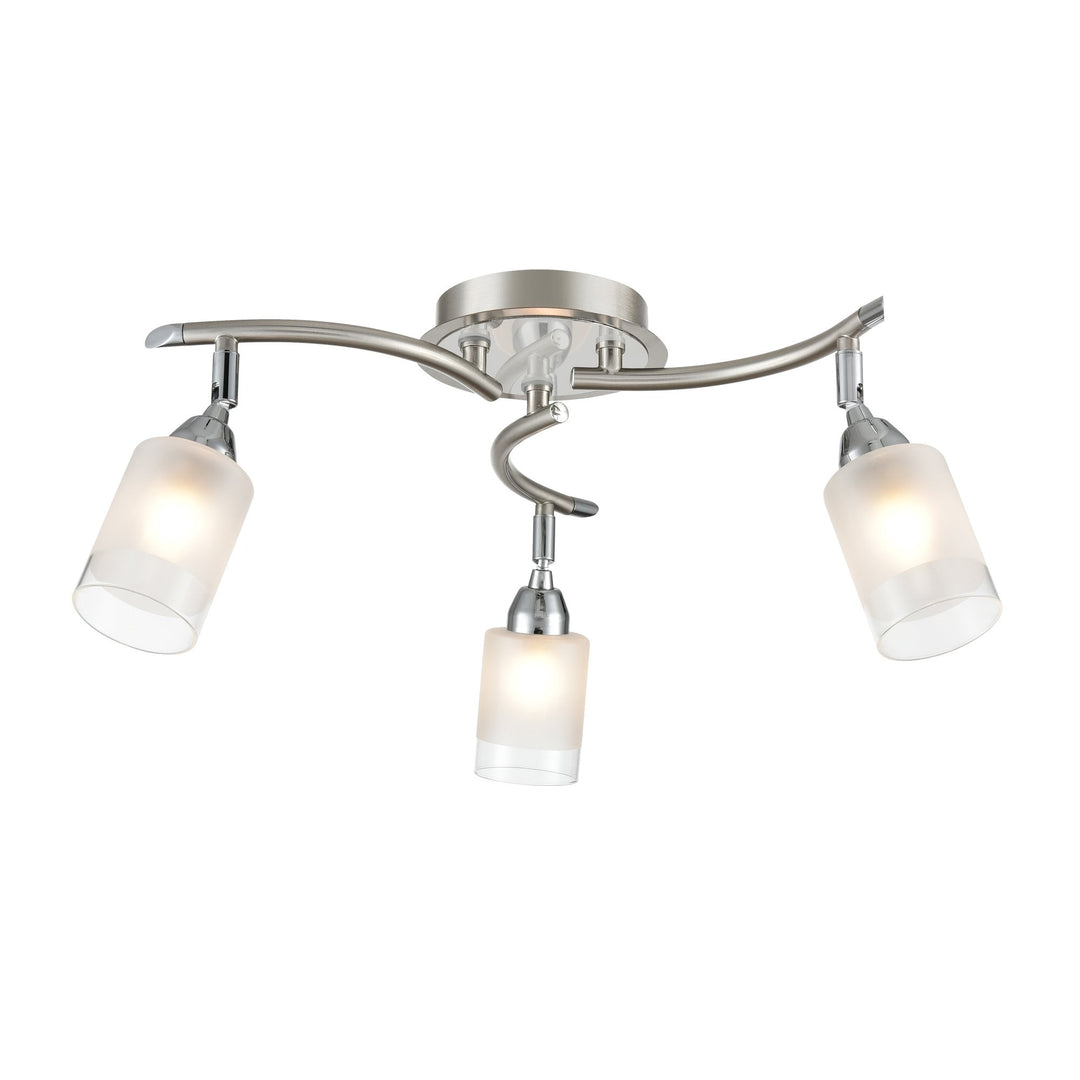 Franklite DP40023 Campani 3 Light Ceiling Flush Chrome / Satin Nickel