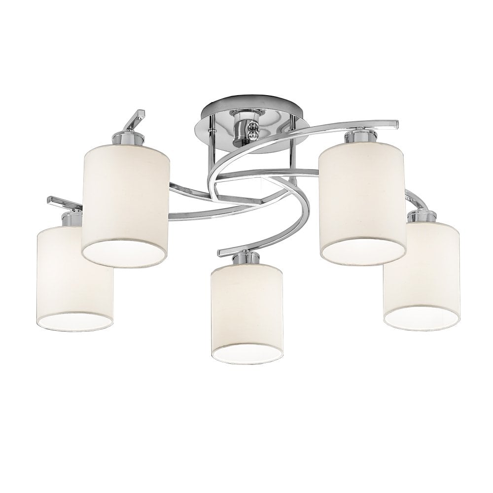 Franklite FL2080/5/1124 Hexx 5 Light Ceiling Flush Chrome