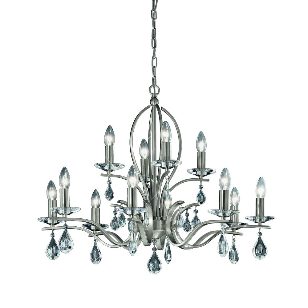 Franklite FL2298/12 Willow 12 Light Pendant Satin Nickel