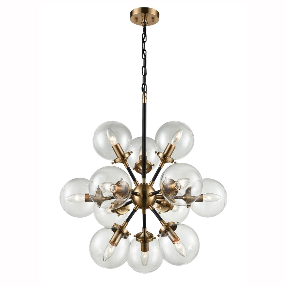 Franklite FL2370/12 Reaction 12 Light Pendant Black / Gold