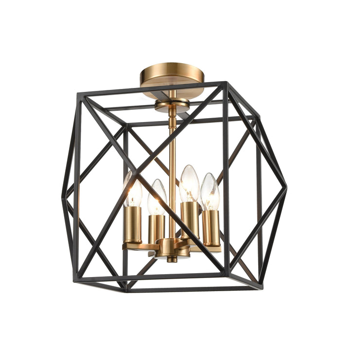 Franklite FL2417-4 Anglit 4 Light Cage Fitting Pendant Black Gold