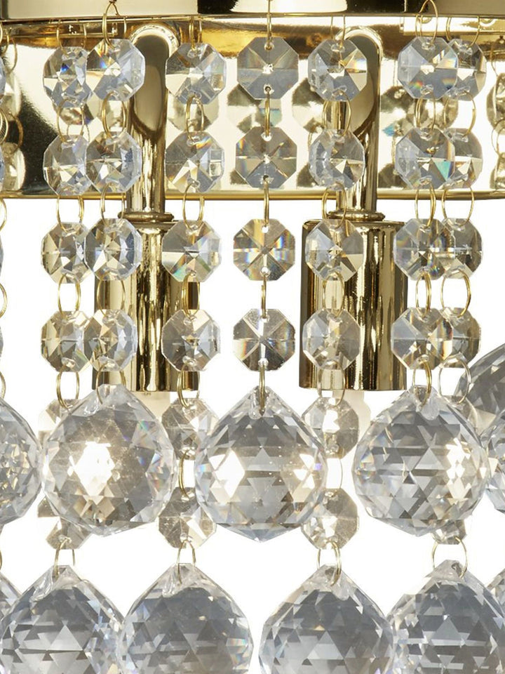 Searchlight 2402-2GO Hanna 2 Light Wall Light Ceiling Light Gold &amp; Clear Crystal