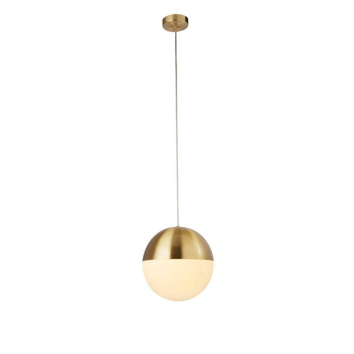 Searchlight 24181SB Endor 1 Light Pendant Satin Brass Finish With Opal Glass