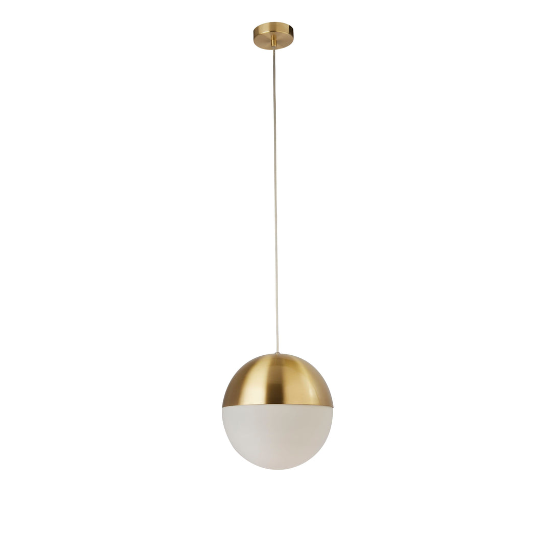 Searchlight 24181SB Endor 1 Light Pendant Satin Brass Finish With Opal Glass