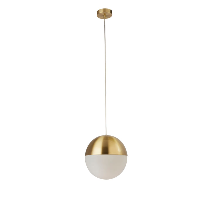 Searchlight 24181SB Endor 1 Light Pendant Satin Brass Finish With Opal Glass