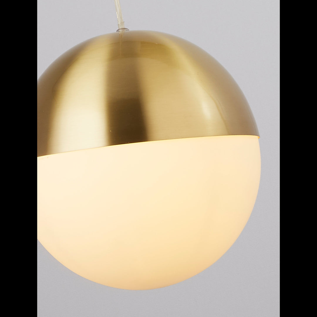 Searchlight 24181SB Endor 1 Light Pendant Satin Brass Finish With Opal Glass