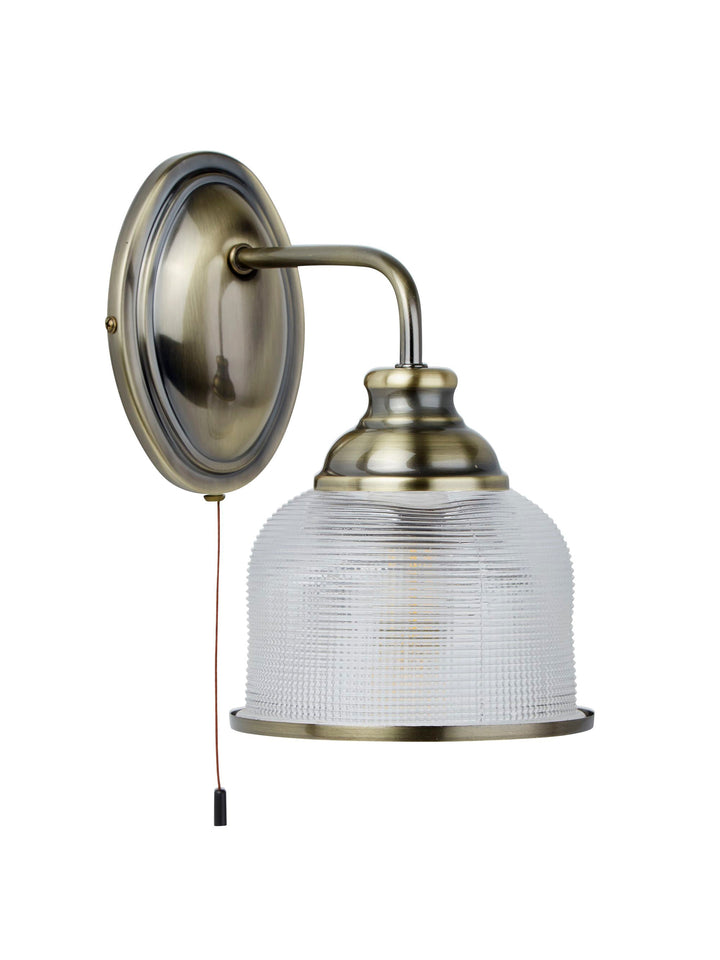 Searchlight 2671-1AB Bistro II - 1 Light Wall Bracket Antique Brass Halophane Glass