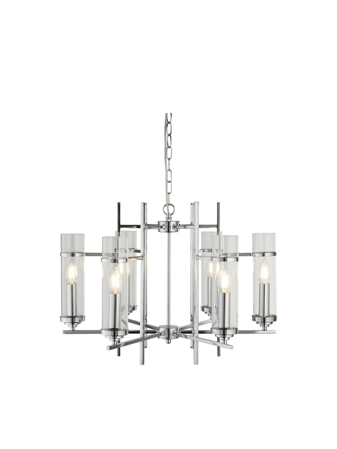 Searchlight 3096-6CC Milo Chrome 6 Light Pend-clear Glass Cylinder Shade