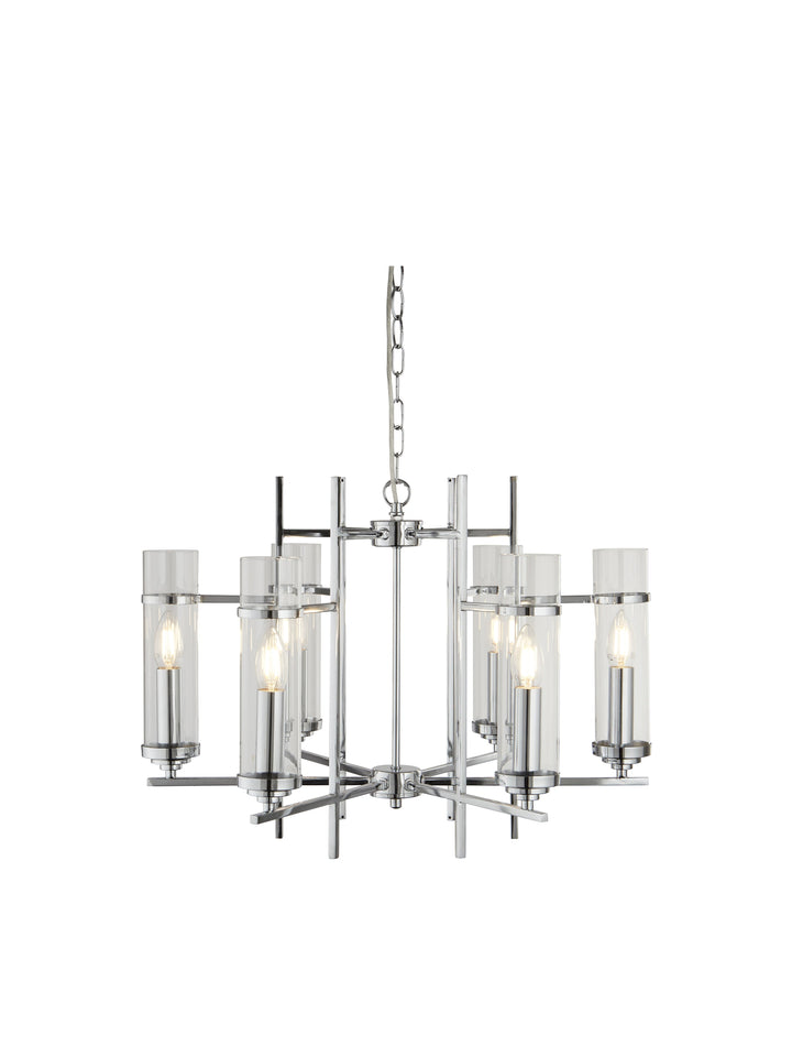 Searchlight 3096-6CC Milo Chrome 6 Light Pend-clear Glass Cylinder Shade