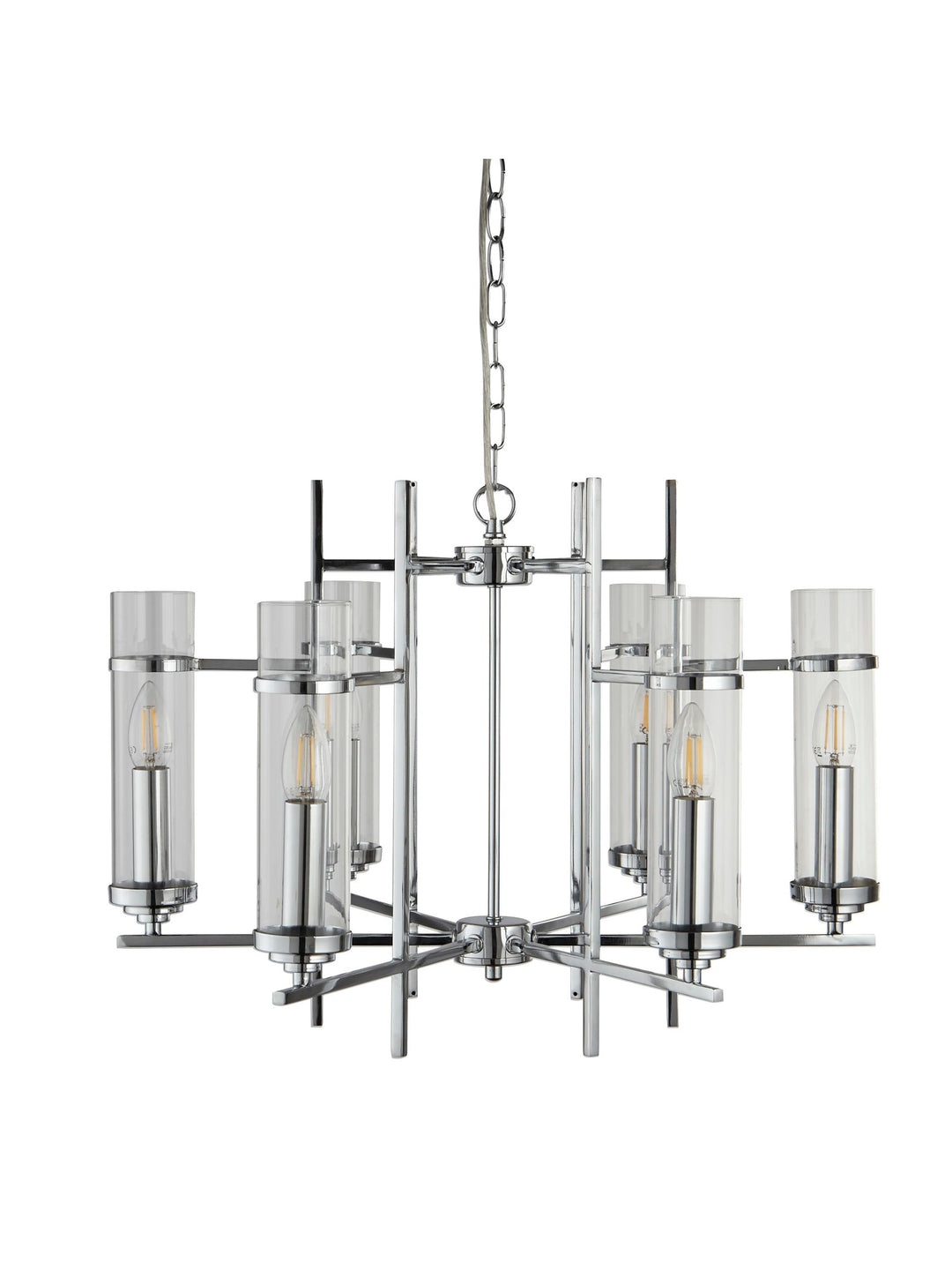 Searchlight 3096-6CC Milo Chrome 6 Light Pend-clear Glass Cylinder Shade