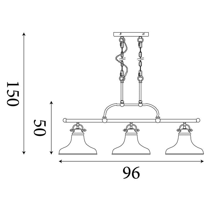 Searchlight 3193-3AB Dallas 3 Light Bar Pendant Antique Brass Metal
