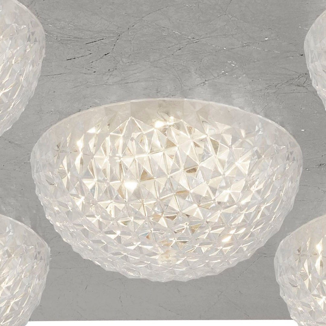 Searchlight 32511-5SI Celestia 5 Light LED Ceiling Light Silver Leaf With Clear Acrylic