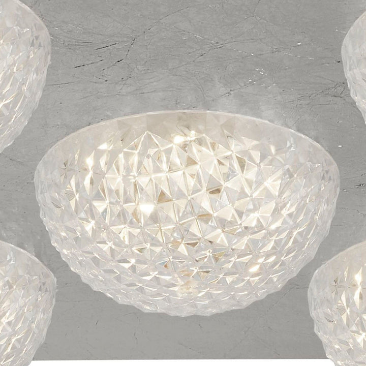 Searchlight 32511-5SI Celestia 5 Light LED Ceiling Light Silver Leaf With Clear Acrylic