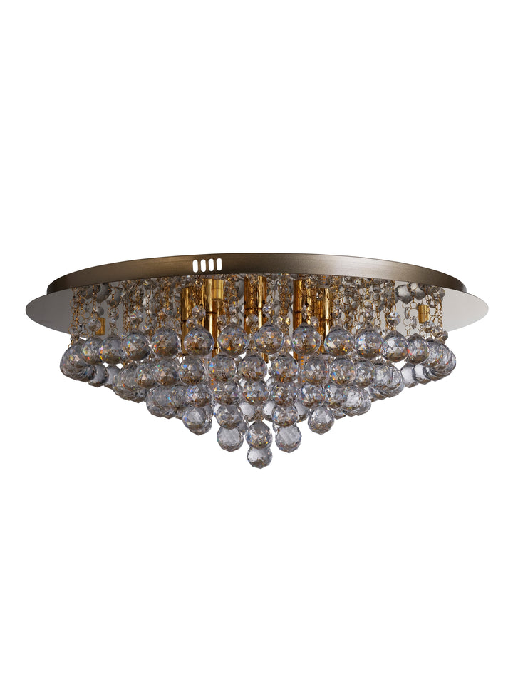 Searchlight 3408-8GO Hanna 8 Light Flush Ceiling Light Gold &amp; Clear Crystal