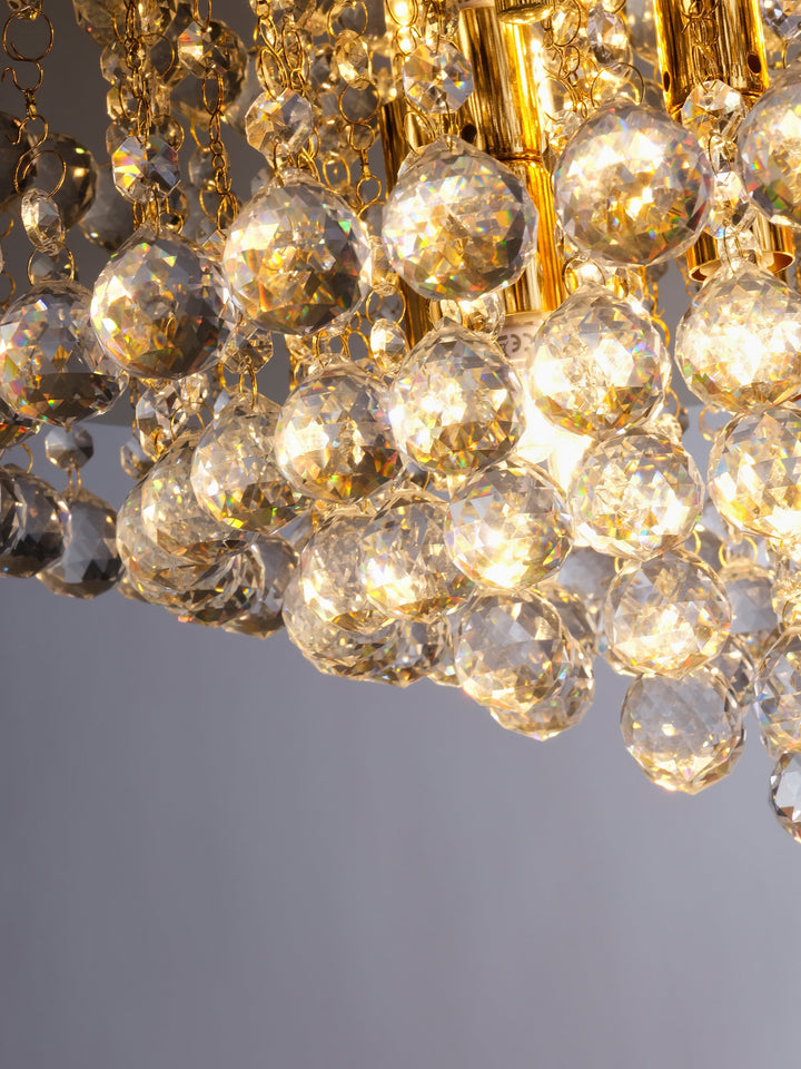 Searchlight 3408-8GO Hanna 8 Light Flush Ceiling Light Gold &amp; Clear Crystal