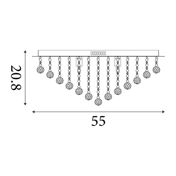 Searchlight 3408-8GO Hanna 8 Light Flush Ceiling Light Gold &amp; Clear Crystal