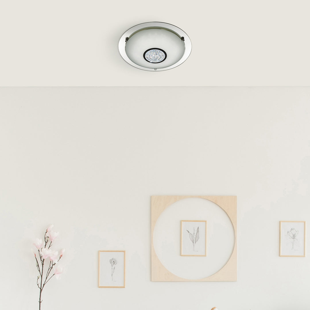 Searchlight 3883-31 Bathroom LED Flush Chrome Mirror Halo White Crystal