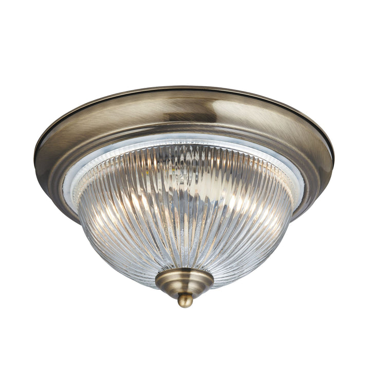 Searchlight 4370 American Diner - 2 Light IP44 Ceiling Flush Antique Brass Clear Glass