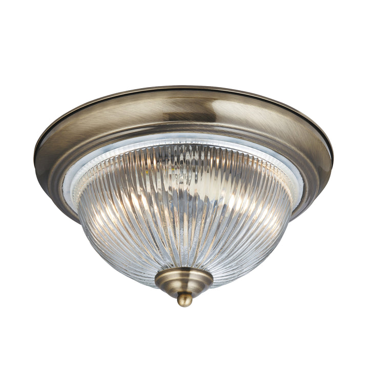 Searchlight 4370 American Diner - 2 Light IP44 Ceiling Flush Antique Brass Clear Glass
