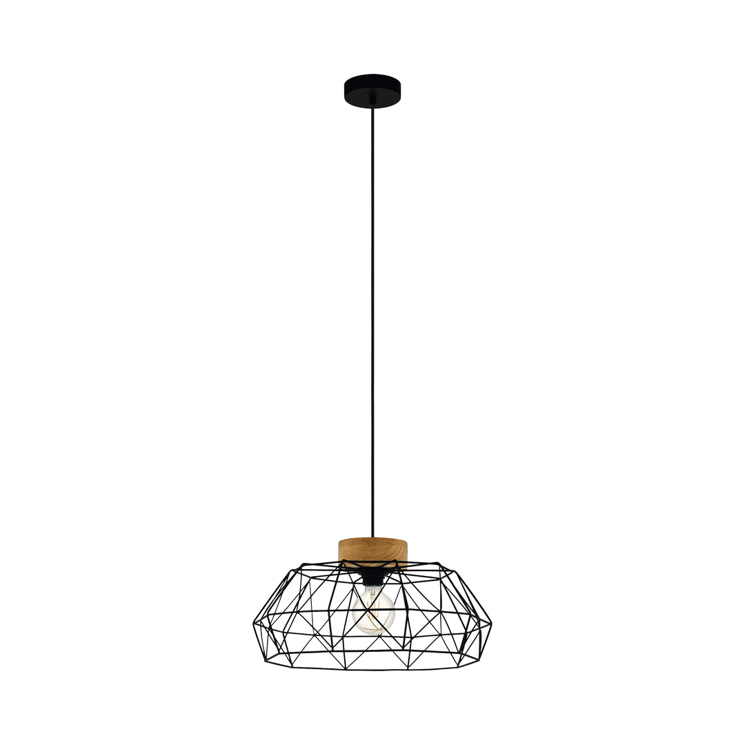 Eglo 44089 Padstow Geometric Black Wire Steel & Wood Pendant