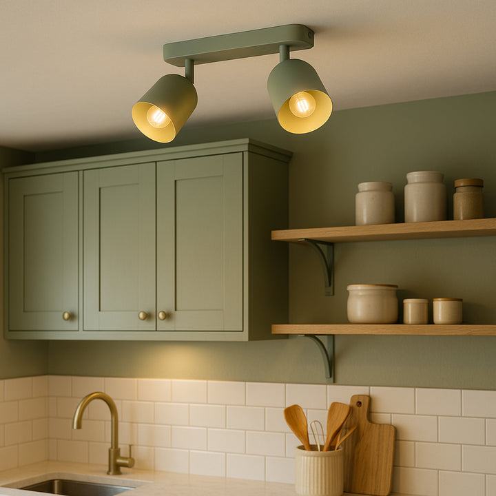 Eglo 44133 Tilston Steel Minimalist Dual Ceiling Spotlight Green