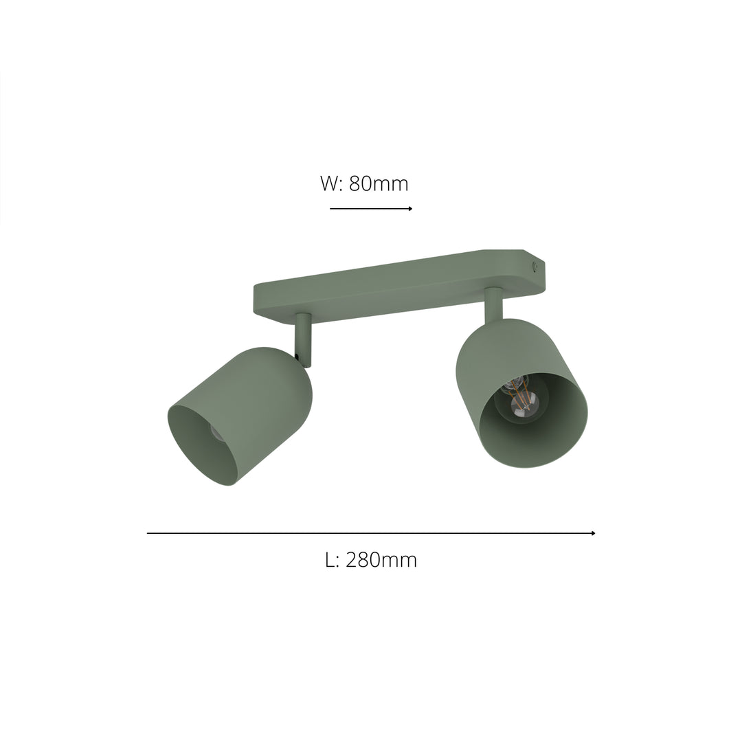 Eglo 44133 Tilston Steel Minimalist Dual Ceiling Spotlight Green
