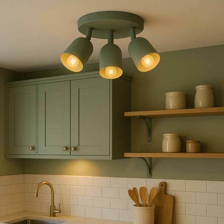 Eglo 44134 Tilston Steel Minimalist Triple Ceiling Spotlight Green