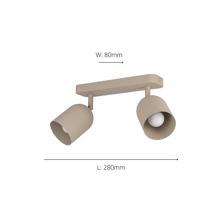 Eglo 44162 Tilston Steel Minimalist Dual Ceiling Spotlight Sandy