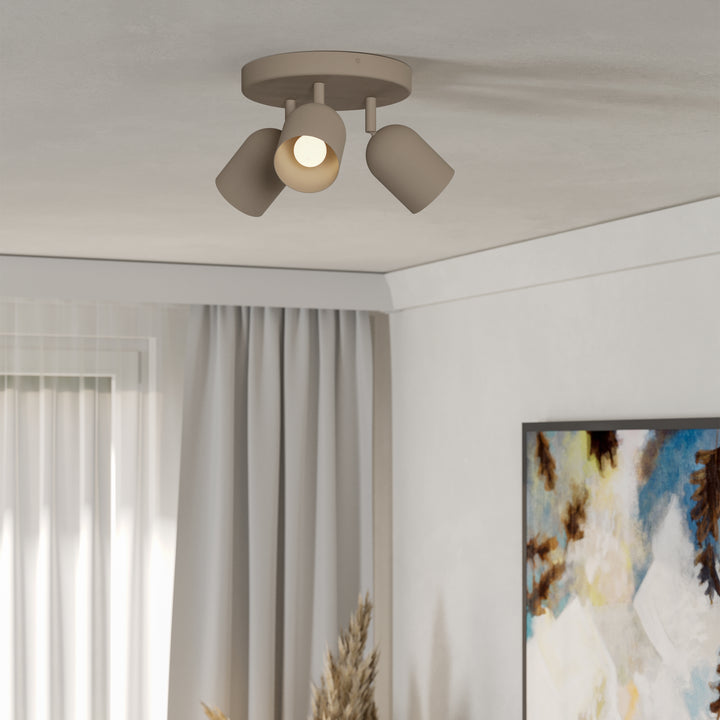 Eglo 44163 Tilston Steel Minimalist Triple Ceiling Spotlight Sandy