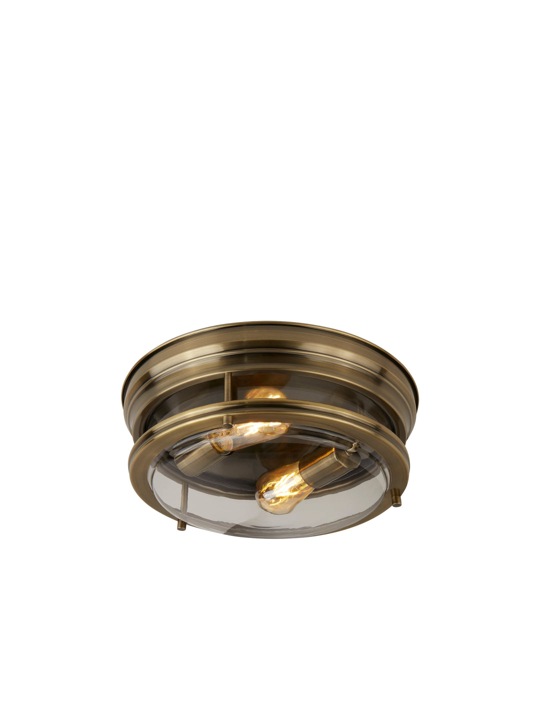 Searchlight 5182AB Edinburgh 2 Light Flush Antique Brass Clear Glass