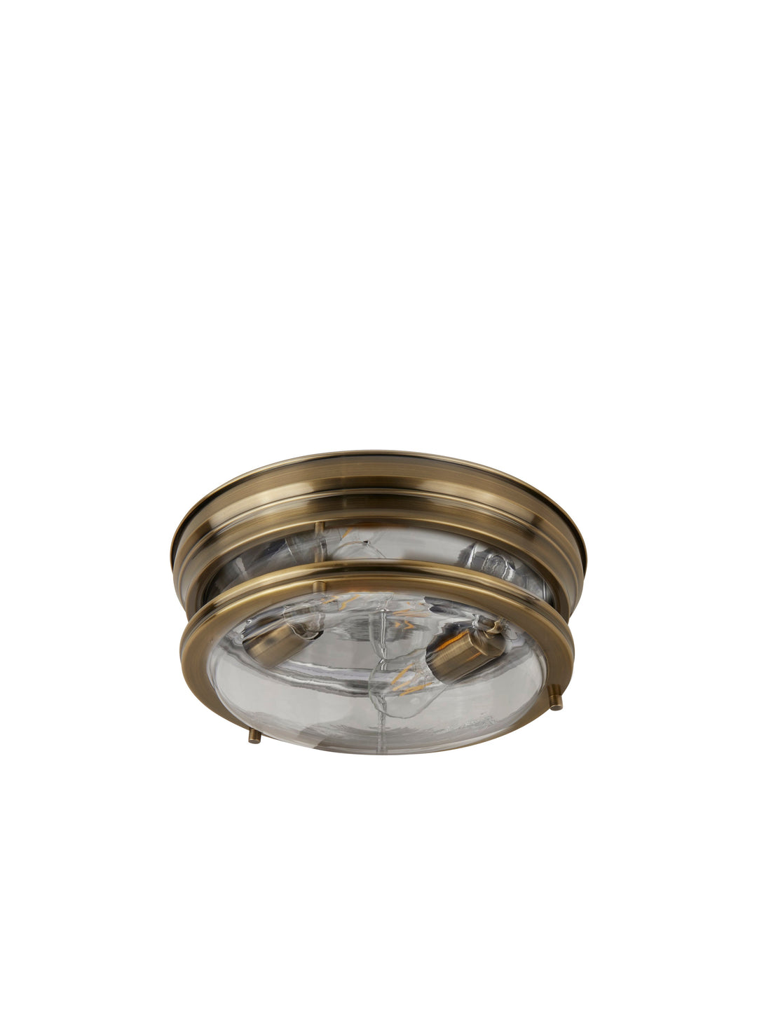Searchlight 5182AB Edinburgh 2 Light Flush Antique Brass Clear Glass