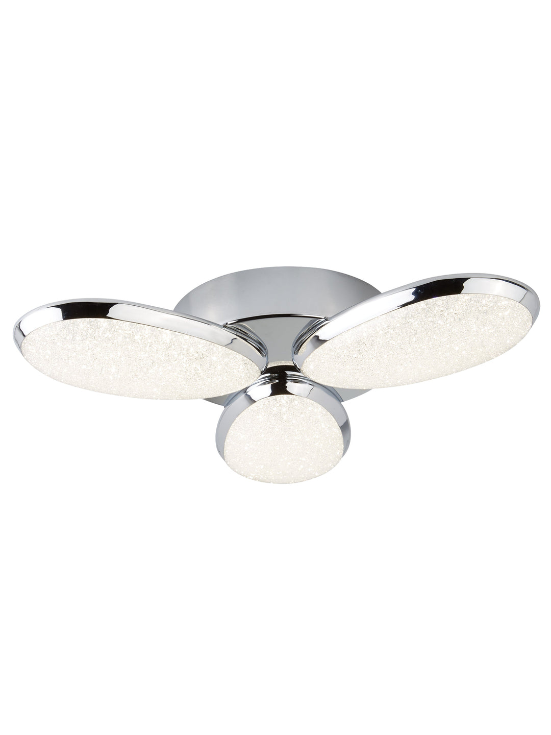 Searchlight 6213-3CC Lori 3 Light LED Ceiling Flush Crushed Ice Effect Shade Chrome