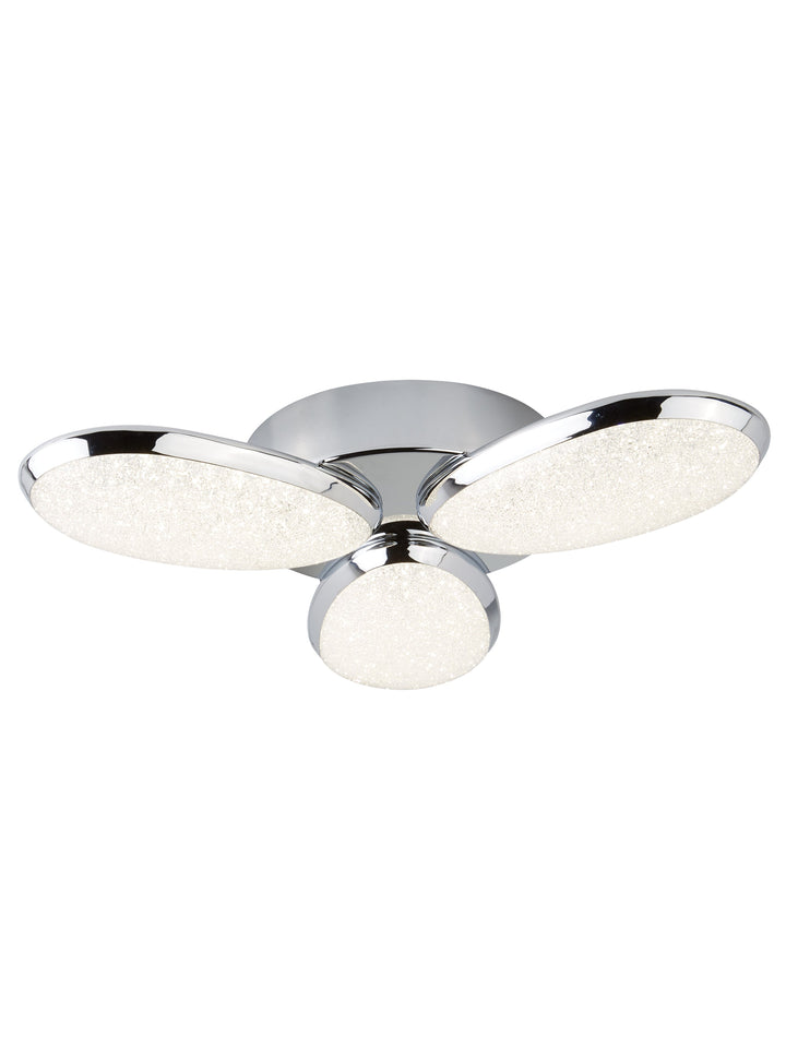 Searchlight 6213-3CC Lori 3 Light LED Ceiling Flush Crushed Ice Effect Shade Chrome