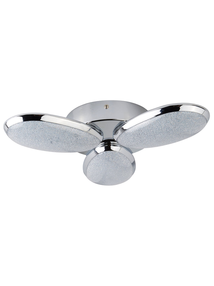Searchlight 6213-3CC Lori 3 Light LED Ceiling Flush Crushed Ice Effect Shade Chrome