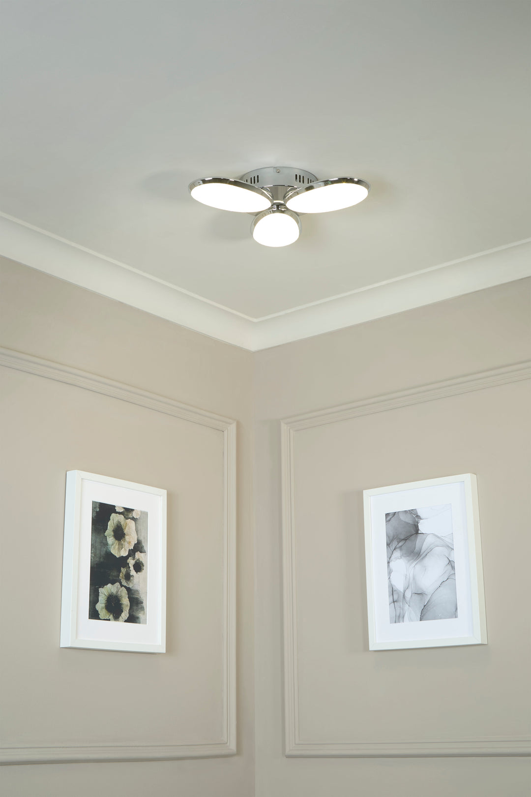 Searchlight 6213-3CC Lori 3 Light LED Ceiling Flush Crushed Ice Effect Shade Chrome