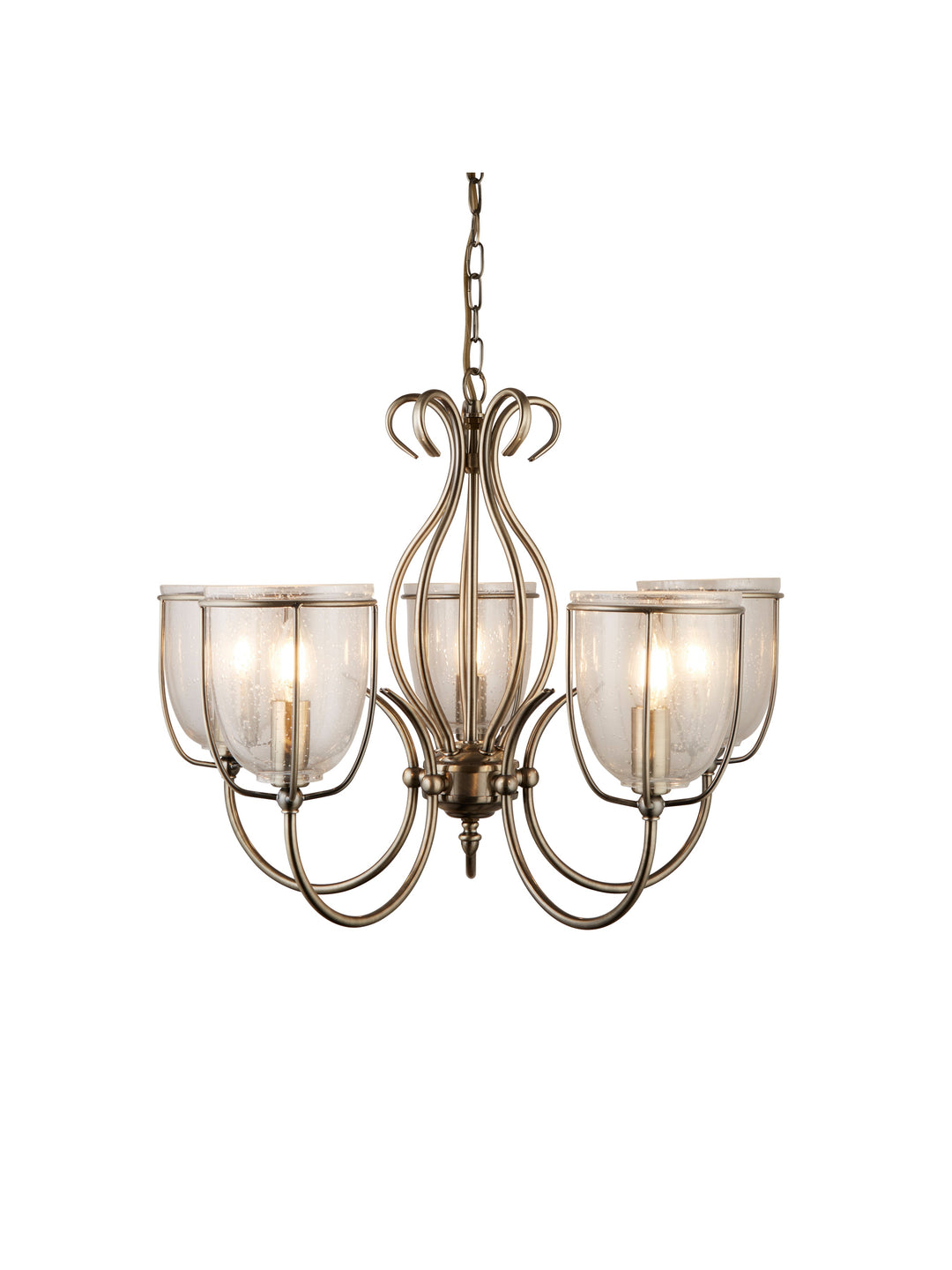 Searchlight 6355-5AB Silhouette 5 Light Antique Brass Fitting Cw Glass