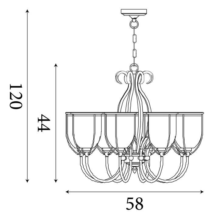 Searchlight 6355-5AB Silhouette 5 Light Antique Brass Fitting Cw Glass