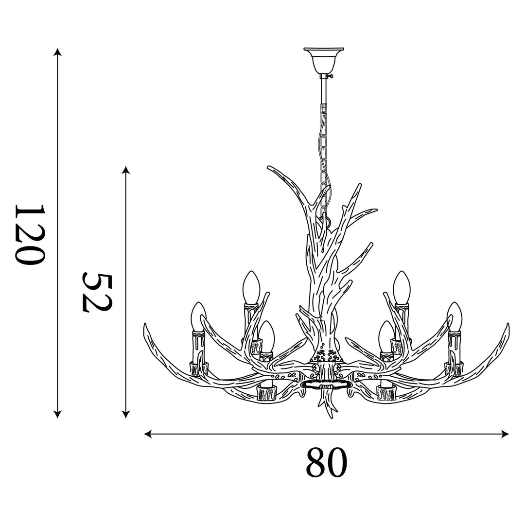 Searchlight 6416-6BR Stag 6 Light Antler Ceiling Fitting